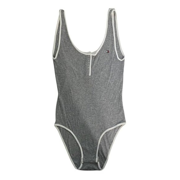 Tommy Hilfiger Sleepwear Women's Gray, Ribbed, Rayon and Spandex Bodysuit Size M - Picture 1 of 6
